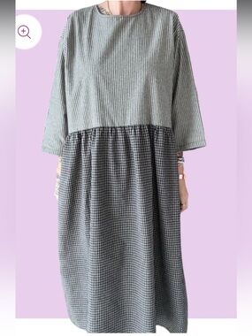 Women's Black & White Gingham Oversized “House” Dress